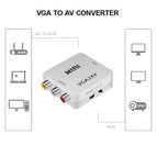Kebidu Mini HD VGA To AV Video Converter with 3.5mm Audio VGA2AV Converter AV2VGA Conversor For PC to TV HD Computer to TV