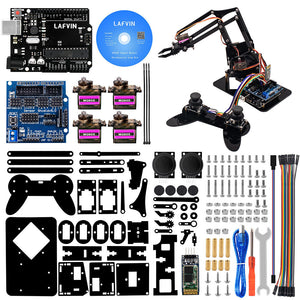 LAFVIN 4DOF Acrylic Toys Robot Mechanical Arm Claw Kit for Arduino for UNO R3 DIY Robot Kit Learning Suite with CD Tutorial