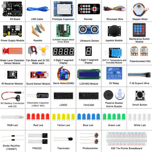 LAFVIN Super Starter Kit for Arduino UNO R3 - Uno R3 Breadboard / Step Motor / SG90 Servo / 1602 LCD / jumper Wire / CD Tutorial