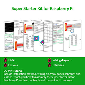 LAFVIN Super Starter Kit for Raspberry Pi, Model 4 3B+ 3B 3A+ 2B 1B+ 1A+ Zero W+ Diy Kit