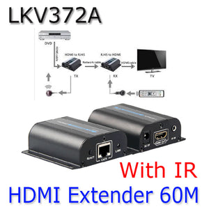 LKV372A HDMI 1080P Extender With IR Converter Up to 60M,Video/Audio full HD Signal Extender Over Cat6/Cat7 For TV Projector