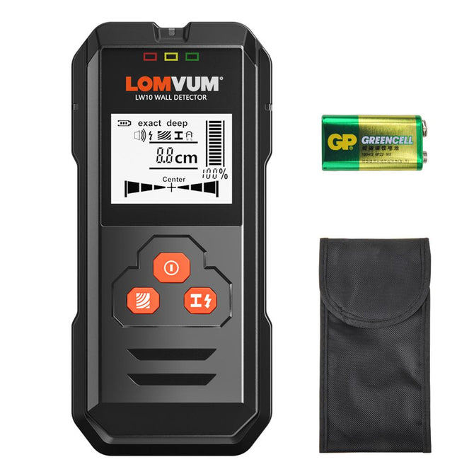 LOMVUM Metal Detector Backlit Black AC Wood Finder Cable Wires Depth TrackerUndeground Sturs Wall Scanner LCD HD Display Beep