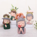 Leuke Meisje Hars Succulent Potten Bloempot Mini Potten Voor Planten Mini Planter Succulent Plantenbakken Kleine Plant Potten Planter wholesale bulk price