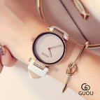 Luxury Brand Guou Watches Woman Sports Casual Genuine Leather Quartz Watch Business Ladies Simple Wristwatch relogio Clocks