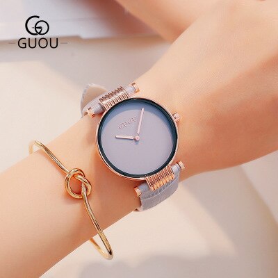 Luxury Brand Guou Watches Woman Sports Casual Genuine Leather Quartz Watch Business Ladies Simple Wristwatch relogio Clocks