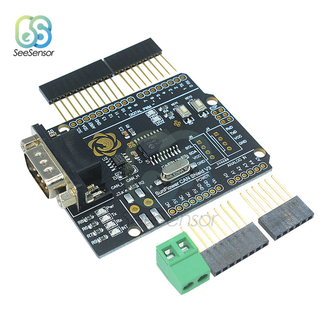 MCP2515 CAN Bus Shield Board Module SUB-D Connector Standard UART IIC SPI LED Indicator Controller CAN 4.8-5.2V for Arduino