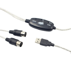 MIDI Interface to USB Cable Converter Connector PC to Synthesizer Music Keyboard Instrument Cable Adapter for Home Music Studio