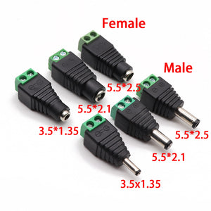 Male Female DC Power Plug Connector 2.1mm x 5.5mm 2.5mm x 5.5mm 1.35mm x 3.5mm Needn't Welding DC Plug Adapter 12V 24V For CCTV