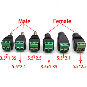 Male Female DC Power Plug Connector 2.1mm x 5.5mm 2.5mm x 5.5mm 1.35mm x 3.5mm Needn't Welding DC Plug Adapter 12V 24V For CCTV