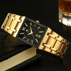 Men Watches Top Brand Luxury WWOOR Gold Black Square Quartz watch men 2019 Waterproof Golden Male Wristwatch Men watches 2019