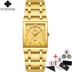 Men Watches Top Brand Luxury WWOOR Gold Black Square Quartz watch men 2019 Waterproof Golden Male Wristwatch Men watches 2019