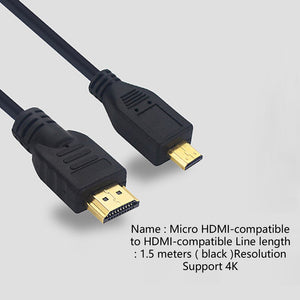 Micro HDMI-compatible To HDMI-compatible Cable 4K 1.5M Black for Raspberry Pi 4 Model B Model B Micro Cable Adaptor
