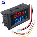 Mini Digital Voltmeter Ammeter DC 100V 10A 0.56 inch Panel Amp Voltage Current Meter Tester Blue Red Dual LED Display Monitor