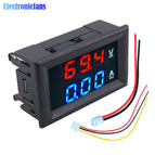 Mini Digital Voltmeter Ammeter DC 100V 10A Panel Amp Volt Current Meter Tester 0.56" Blue + Red Dual LED Display With Lines