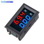 Mini Digital Voltmeter Ammeter DC 100V 10A Panel Amp Volt Current Meter Tester 0.56" Blue + Red Dual LED Display With Lines