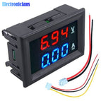 Mini Digital Voltmeter Ammeter DC 100V 10A Panel Amp Volt Current Meter Tester 0.56" Blue + Red Dual LED Display With Lines