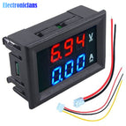 Mini Digital Voltmeter Ammeter DC 100V 10A Panel Amp Volt Current Meter Tester 0.56" Blue + Red Dual LED Display With Lines