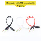 Multimedia Audio Split Cable 3.5mm Dual 2 Male to Female Plug Jack Stereo Audio Mic Y Splitter Cable DJA99