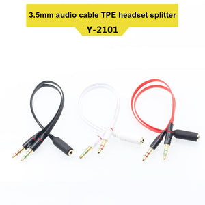 Multimedia Audio Split Cable 3.5mm Dual 2 Male to Female Plug Jack Stereo Audio Mic Y Splitter Cable DJA99