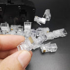 New 100pcs Cat5e Cat6 Plug Rj45 Connector Network Cable Modular 8p8c Connector End Pass Through Z Hotsale Rj45