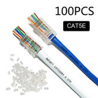 New 100pcs Cat5e Cat6 Plug Rj45 Connector Network Cable Modular 8p8c Connector End Pass Through Z Hotsale Rj45