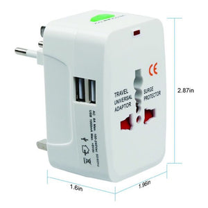 New 2 USB Charging Universal Travel Adapter All-in-one International World Travel AC Power Converter Plug Adaptor Socket EU