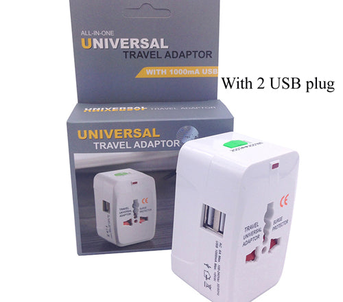New 2 USB Charging Universal Travel Adapter All-in-one International World Travel AC Power Converter Plug Adaptor Socket EU wholesale bulk price
