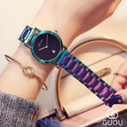 New GUOU Wrist Watches Fashion Colorful Stainelss Steel Watch Women Watches Luxury Women's Watches Clock Saat Relogio Feminino