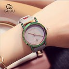 New GUOU Wrist Watches Fashion Colorful Stainelss Steel Watch Women Watches Luxury Women's Watches Clock Saat Relogio Feminino