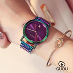 New GUOU Wrist Watches Fashion Colorful Stainelss Steel Watch Women Watches Luxury Women's Watches Clock Saat Relogio Feminino