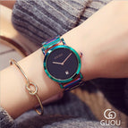 New GUOU Wrist Watches Fashion Colorful Stainelss Steel Watch Women Watches Luxury Women's Watches Clock Saat Relogio Feminino