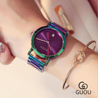 New GUOU Wrist Watches Fashion Colorful Stainelss Steel Watch Women Watches Luxury Women's Watches Clock Saat Relogio Feminino