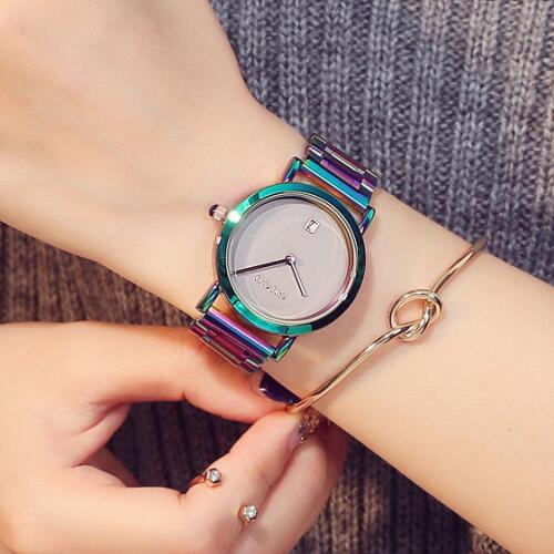 New GUOU Wrist Watches Fashion Colorful Stainelss Steel Watch Women Watches Luxury Women's Watches Clock Saat Relogio Feminino
