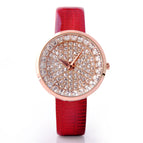 New Women GUOU Bling Watch Bling Genuine Leather Strap Full Crystal Diamond Quartz Ladies Wristwatch Mujer Relojes Casual Watch