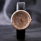 New Women GUOU Bling Watch Bling Genuine Leather Strap Full Crystal Diamond Quartz Ladies Wristwatch Mujer Relojes Casual Watch