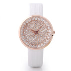 New Women GUOU Bling Watch Bling Genuine Leather Strap Full Crystal Diamond Quartz Ladies Wristwatch Mujer Relojes Casual Watch