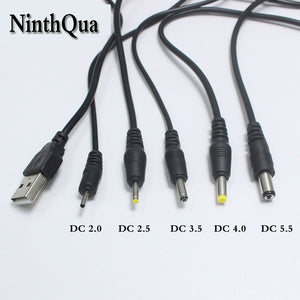 NinthQua 1pcs USB Port to 2.0*0.6 2.5*0.7 3.5*1.35mm 4.0*1.7 m 5.5*2.1 5.5 3.5*1.1mm 5V DC Barrel Jack Power Cable Connector