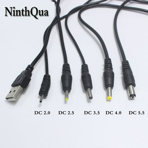 NinthQua 1pcs USB Port to 2.0*0.6 2.5*0.7 3.5*1.35mm 4.0*1.7 m 5.5*2.1 5.5 3.5*1.1mm 5V DC Barrel Jack Power Cable Connector