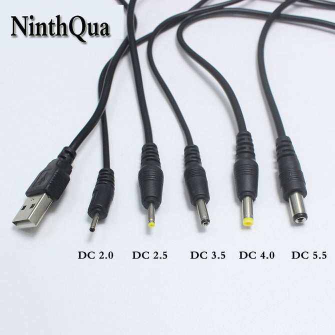 NinthQua 1pcs USB Port to 2.0*0.6 2.5*0.7 3.5*1.35mm 4.0*1.7 m 5.5*2.1 5.5 3.5*1.1mm 5V DC Barrel Jack Power Cable Connector