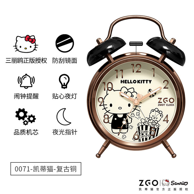 Hellokitty儿童闹钟卡通创意学生静音夜光卧室床头时钟女厂家批发