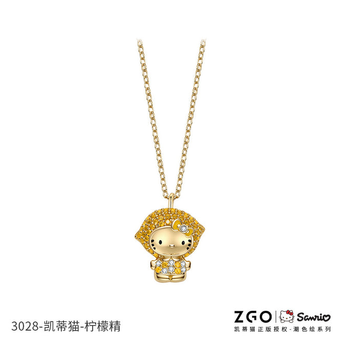Hello Kitty项链女学生欧美ins风气质925银小众设计吊坠饰品女士