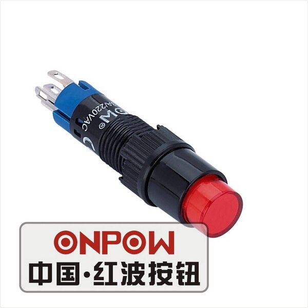 ONPOW 8mm 1NO1NC Red/Green/Blue/Yellow/White LED Momentary Round Plastic Push button Switch (LAS4Y-11) CE, ROHS