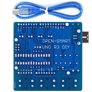 OPEN-SMART UNO R3 DIY ATmega328P Development Board Module CH340 Driver with Buzzer LED Button for Arduino UNO R3 - Blue
