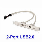 OULLX 4 Port 2 Port USB 2.0 Motherboard Rear Panel Expansion Bracket to IDC 9 Pin Motherboard USB Cable Host Adapter