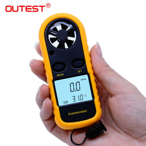 OUTEST Anemometer Anemometro Thermometer GM816 Wind Speed Gauge Meter Windmeter 30m/s LCD Digital Hand-held tool