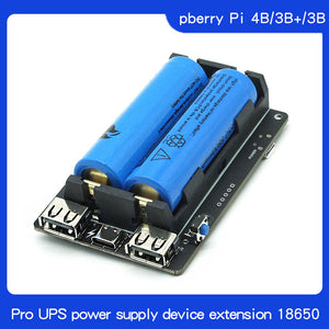 Original 18650 UPS Pro Power Supply Device Extended Two USBA Port for Raspberry Pi 4 B / 3B+ /3B, Not Include 18650 Battery