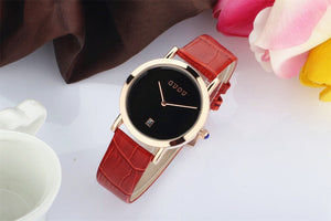 Original Brand GUOU Women Fashion Leather Strap Watches Elegant Lady Calendar Dress Wristwatch 2 Hands Analog Relojes NW7217
