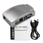 PC Converter Box VGA to TV AV RCA Signal Adapter Converter Video Switch Box Composite Supports NTSC PAL for Computer