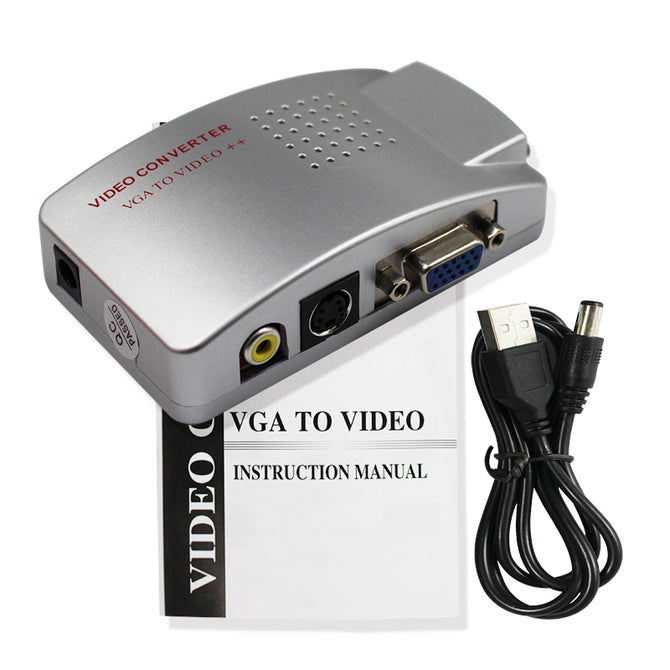 PC Converter Box VGA to TV AV RCA Signal Adapter Converter Video Switch Box Composite Supports NTSC PAL for Computer