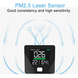 PM2.5  Quality Monitor Digital Gas Analyzer Laser Duty Sensor  Detector Home LED Display Temp And Humidity Test Equipment